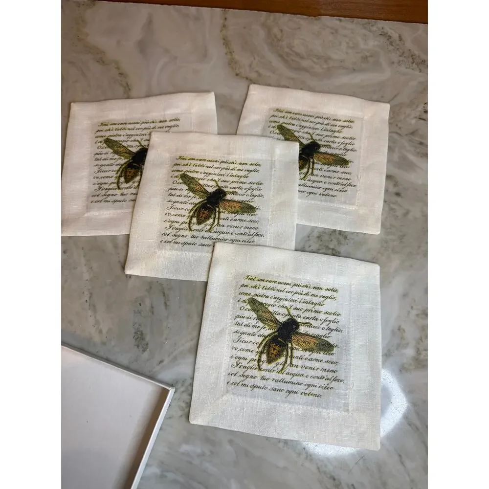 Queen Bee Linen Cocktail Napkins